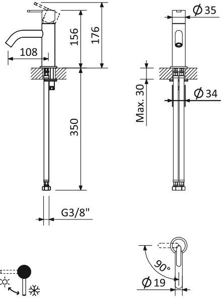 Смеситель для раковины Cezares Leaf LEAF-LSM2-SS бронза