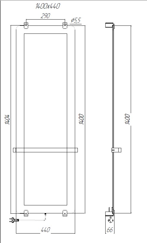 Полотенцесушитель электрический Allen Brau Infinity 140x44 с рейлингом и креплением, медь браш