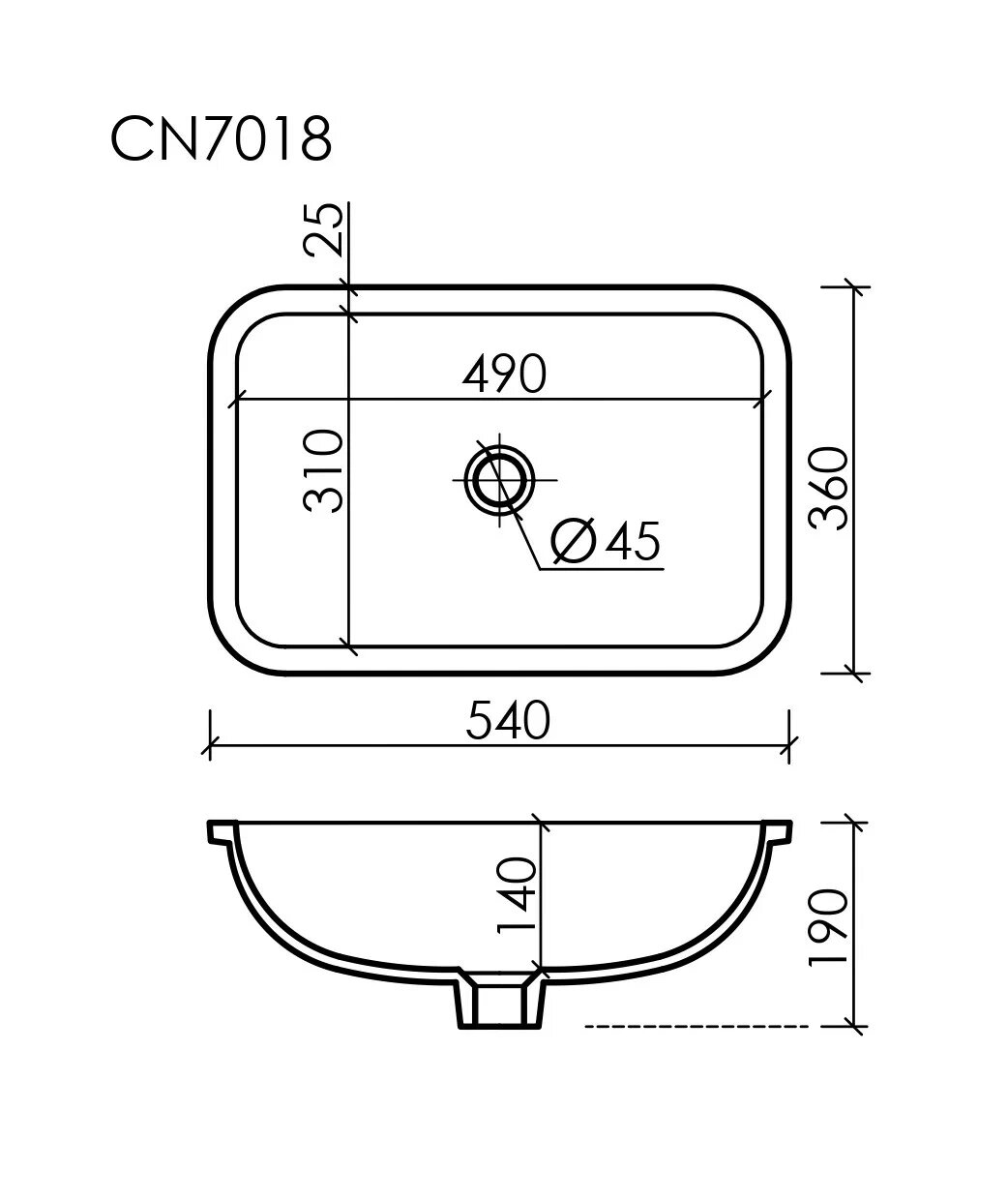 Раковина встраиваемая Ceramica Nova ELEMENT CN7018 белая глянцевая