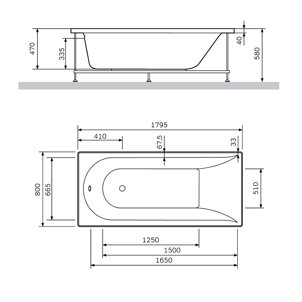 Экран AM.PM Spirit 180x80 W72A-180-080W-P2 белый