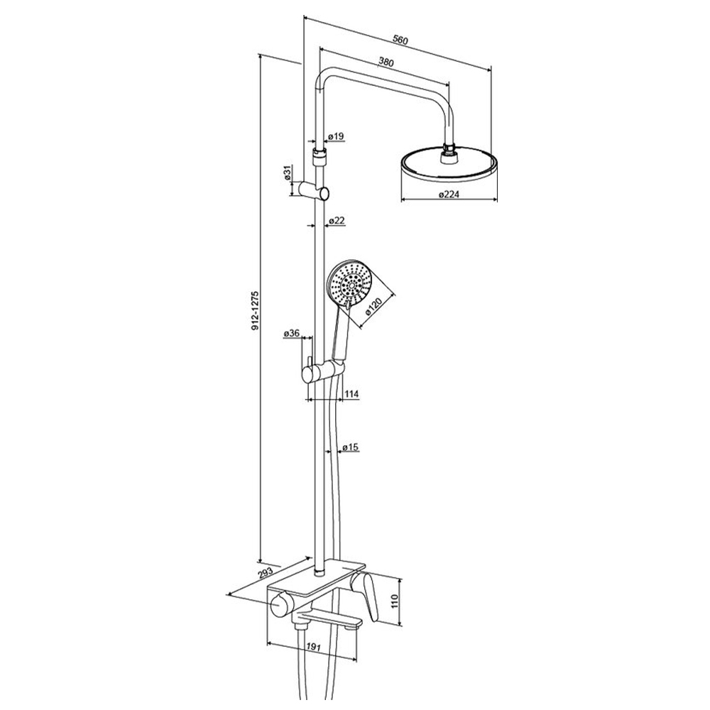 Душевая стойка Damixa Jupiter 977730300 черная матовая