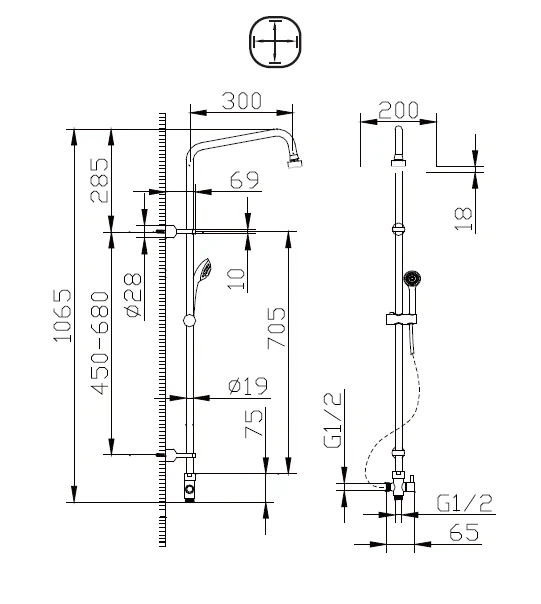 Душевая стойка Bravat Fit S D283CP-2A-RUS хром
