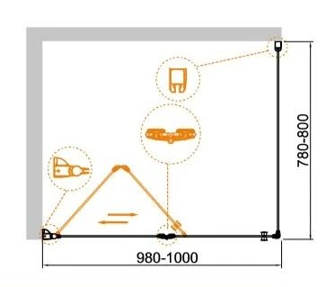 Душевой уголок Cezares Eco 100x80см ECO-O-ASH-1-100/80-C-Cr профиль хром, стекло прозрачное