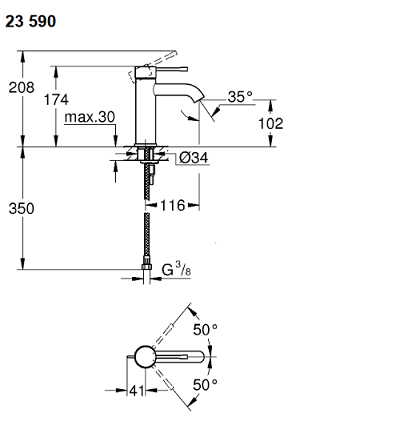 Смеситель для раковины Grohe Essence New 23590001 хром