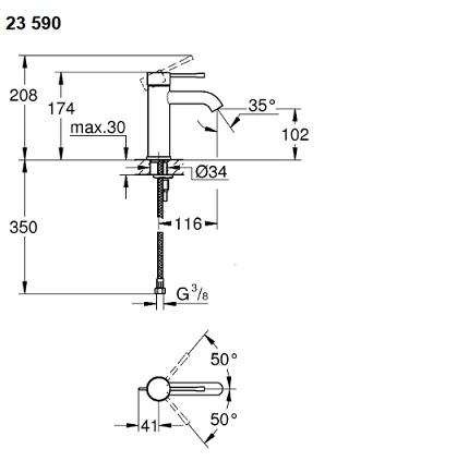 Смеситель для раковины Grohe Essence New 23590001 хром