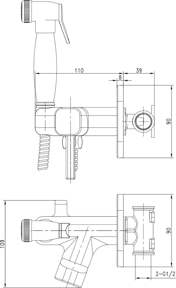 Гигиенический душ Lemark Solo LM7165G со смесителем, золото