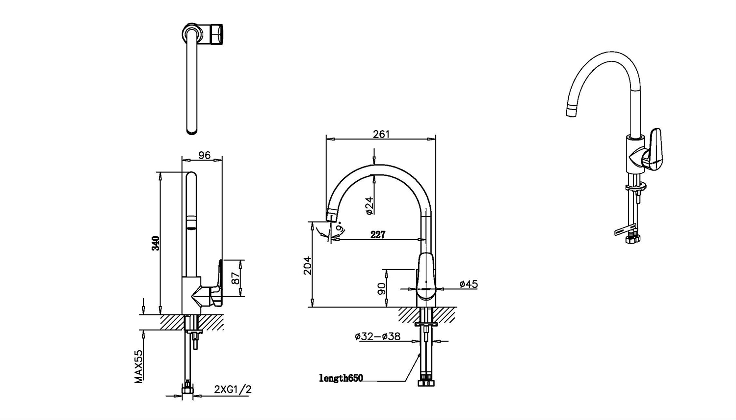 Смеситель Bravat Whirlpool F778112C для кухонной мойки