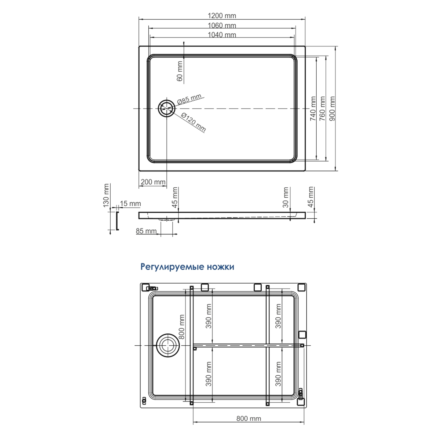 Душевой поддон Wasserkraft Amper 120x90см 29T07U белый