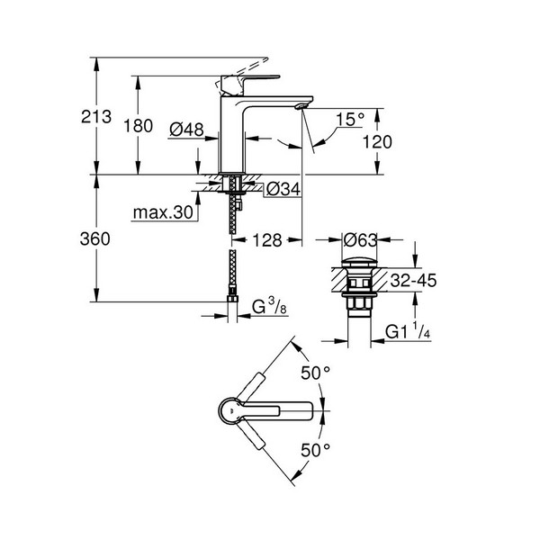 Смеситель для раковины Grohe Lineare 23106001 хром