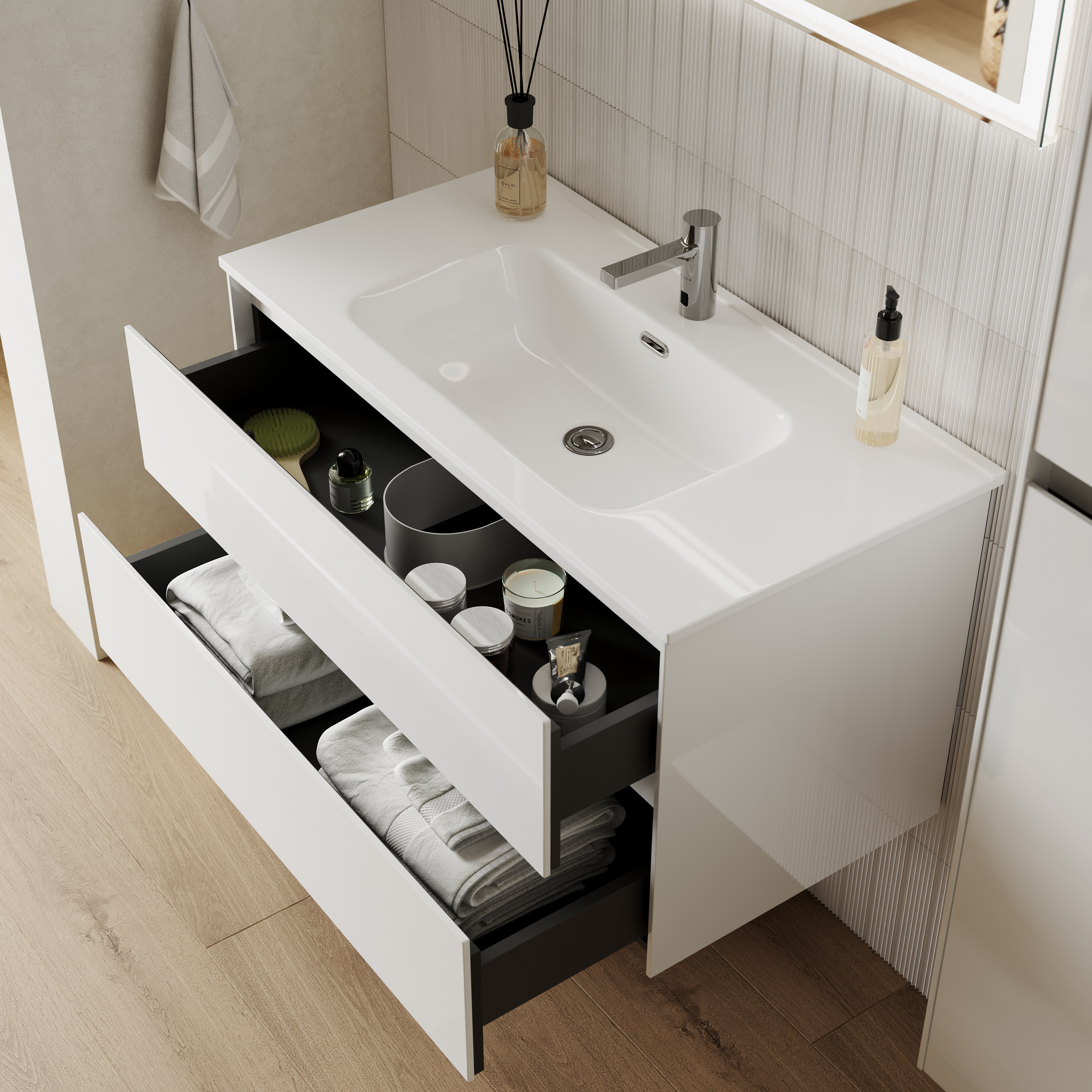Тумба с раковиной Sancos Cento 120 белая глянцевая