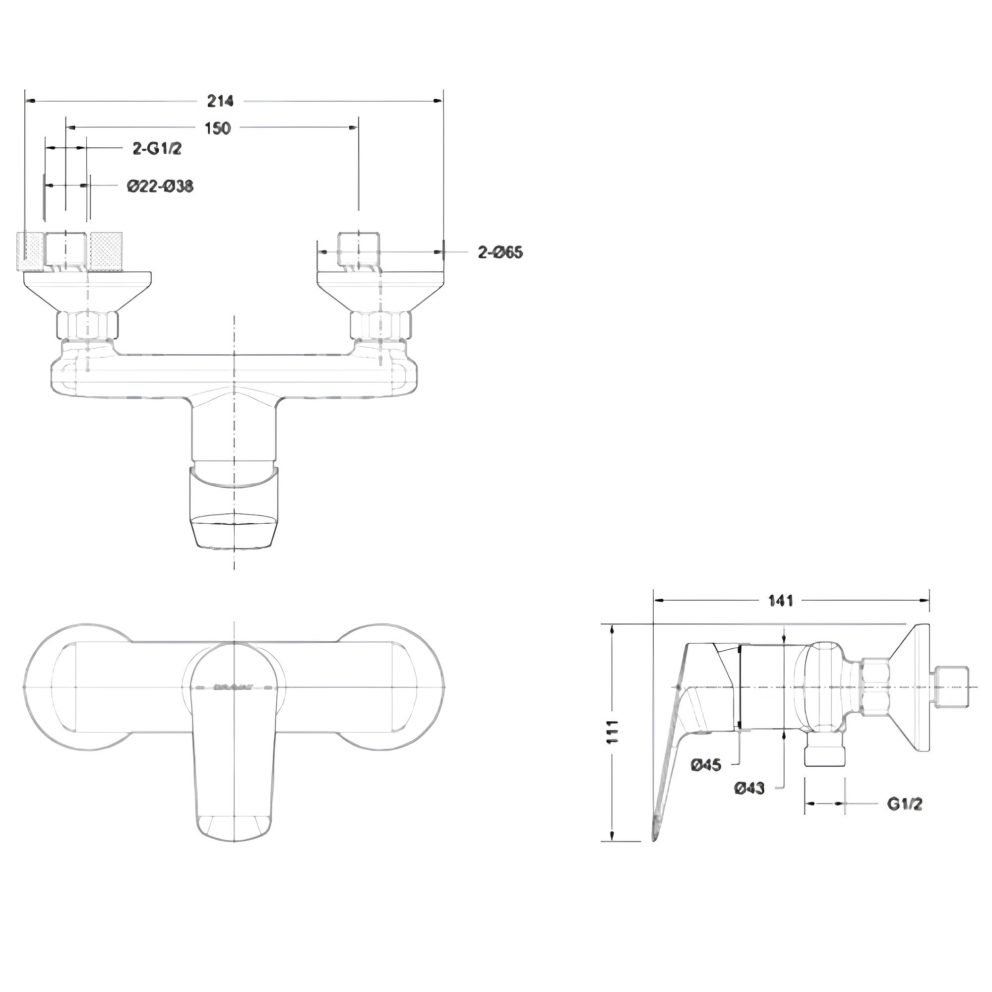 Смеситель для душа Bravat Rhein F9429564BW-01-ENG черный