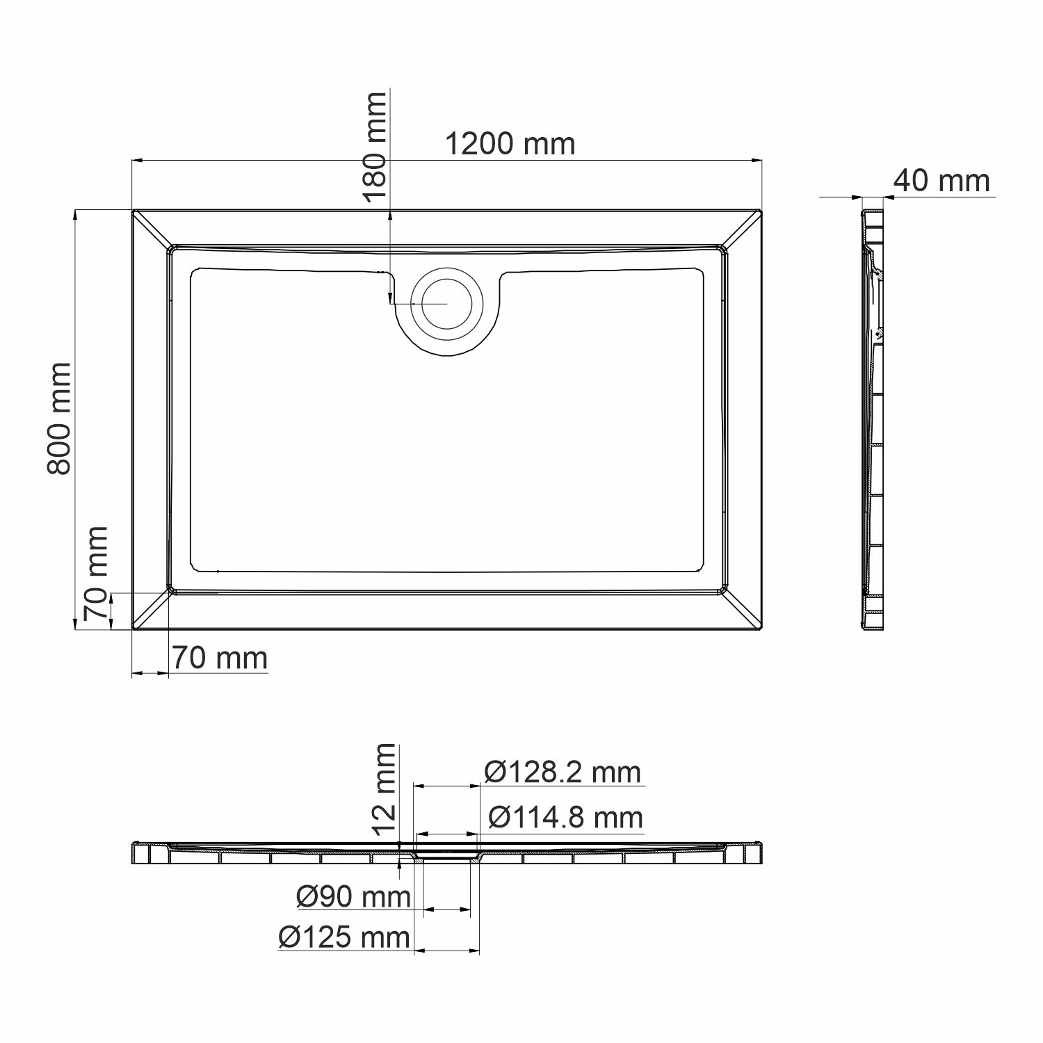 Душевой поддон Wasserkraft Salm 120x80см 27T06 белый