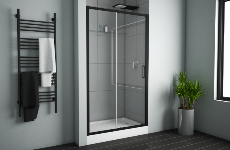 Душевая дверь в нишу Bravat Blackline 120x200см BD120.4101B профиль черный, стекло прозрачное