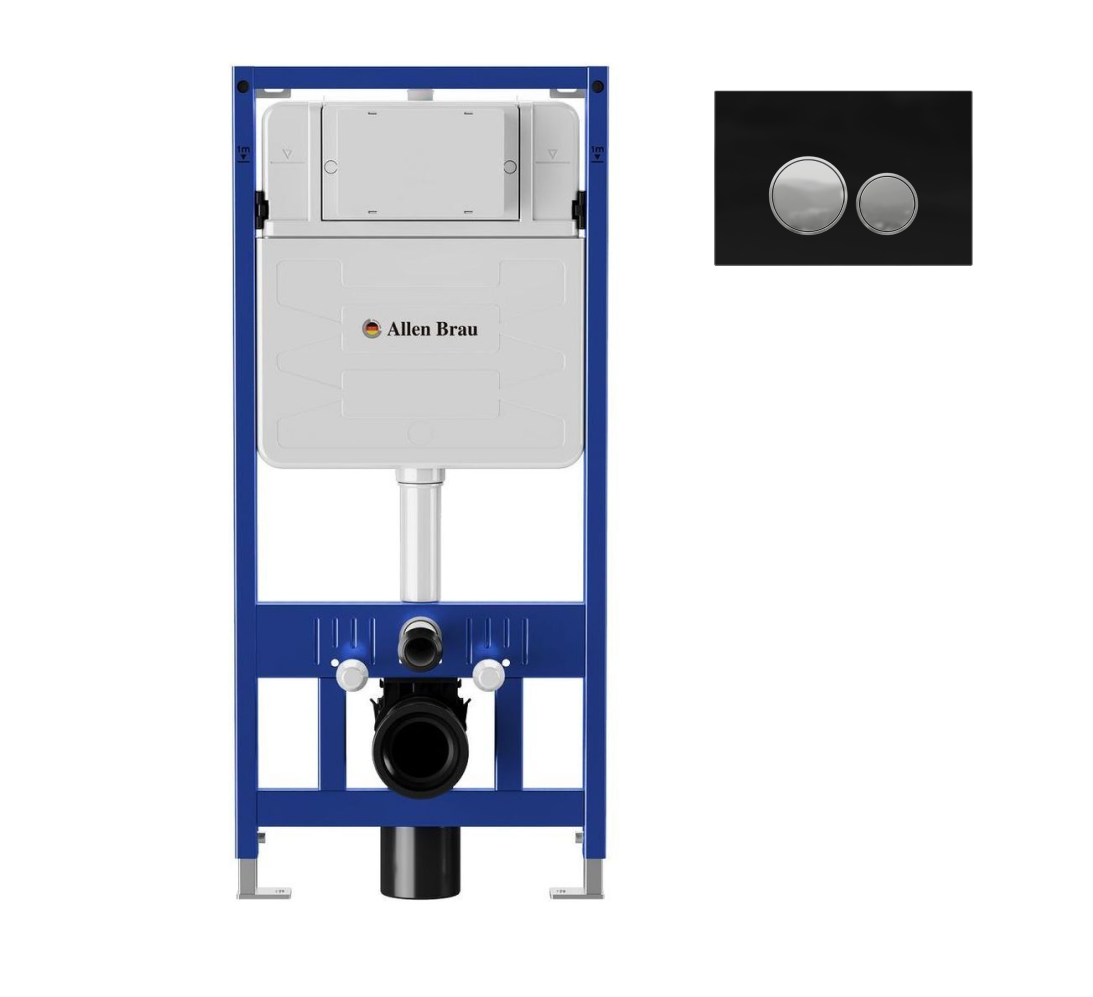 Система инсталляции для унитазов Allen Brau Pneumatic 9.11100.20 с кнопкой Priority 2.0 черный