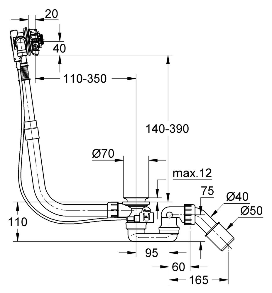 Слив-перелив для ванны Grohe Talento fill 28991000 хром