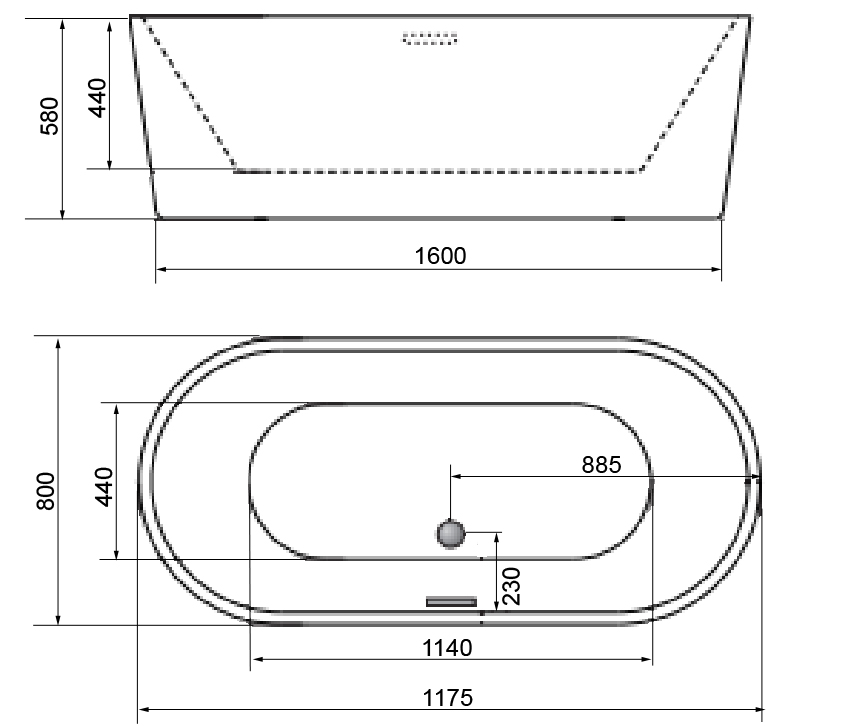 Акриловая ванна AZARIO ENRICA 150x70 AV.0030150 белая глянцевая