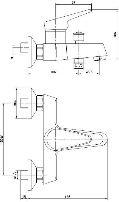 Смеситель для ванны с душем Aquanet Round Handle SD90701 хром