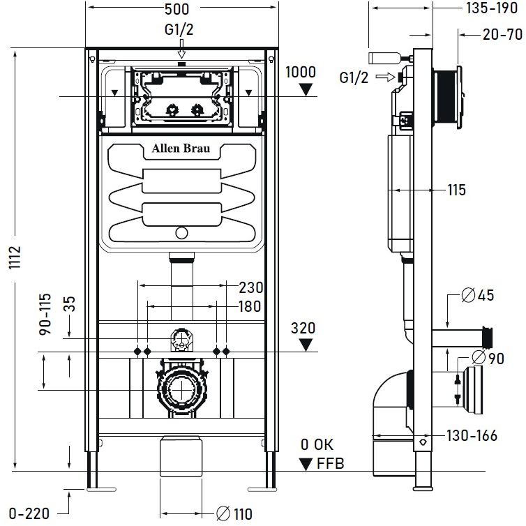 Система инсталляции для унитазов Allen Brau Pneumatic 9.11100.20 №3