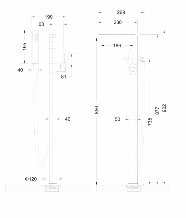 Напольный смеситель для ванны с душем Bravat Arc F66061C-B3-ENG хром