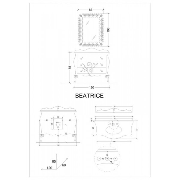 Столешница Cezares CLASSICO BEATRICETOP120BPOL