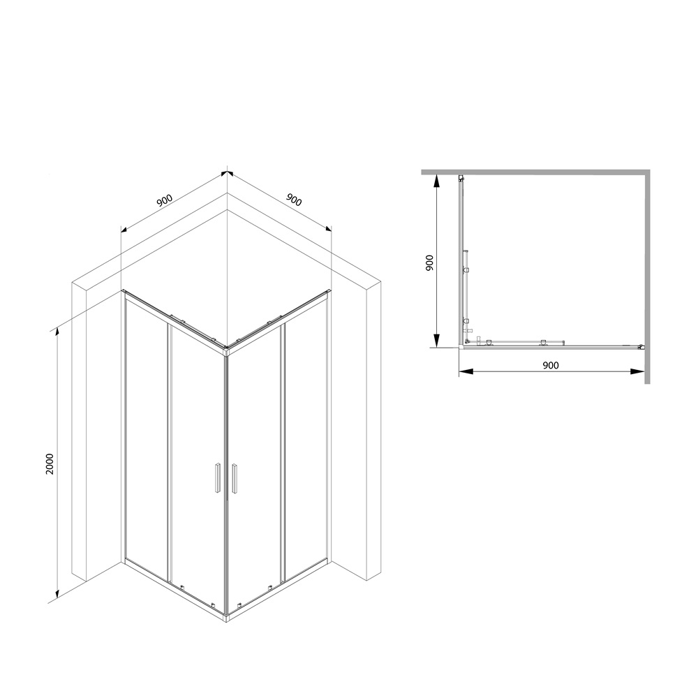 Душевой уголок AM.PM Gem S 90x90см W93G-403-090BT профиль черный, стекло прозрачное