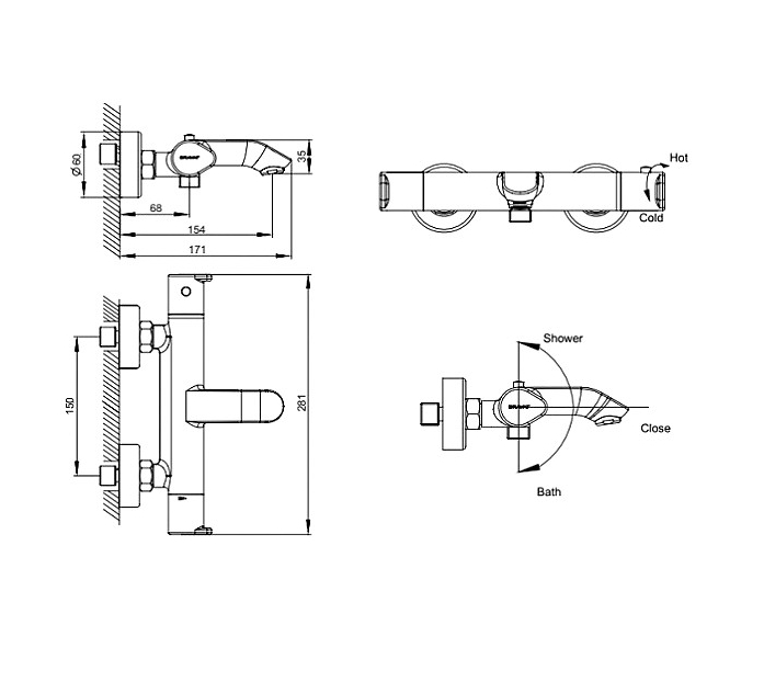 Смеситель для раковины Bravat Eddie F1369402BW-A9-ENG черный