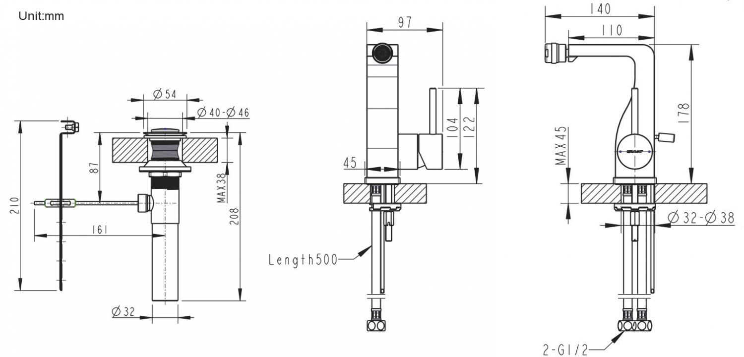 Напольный смеситель для ванны с душем Bravat Arc F66061K-B3-ENG черный