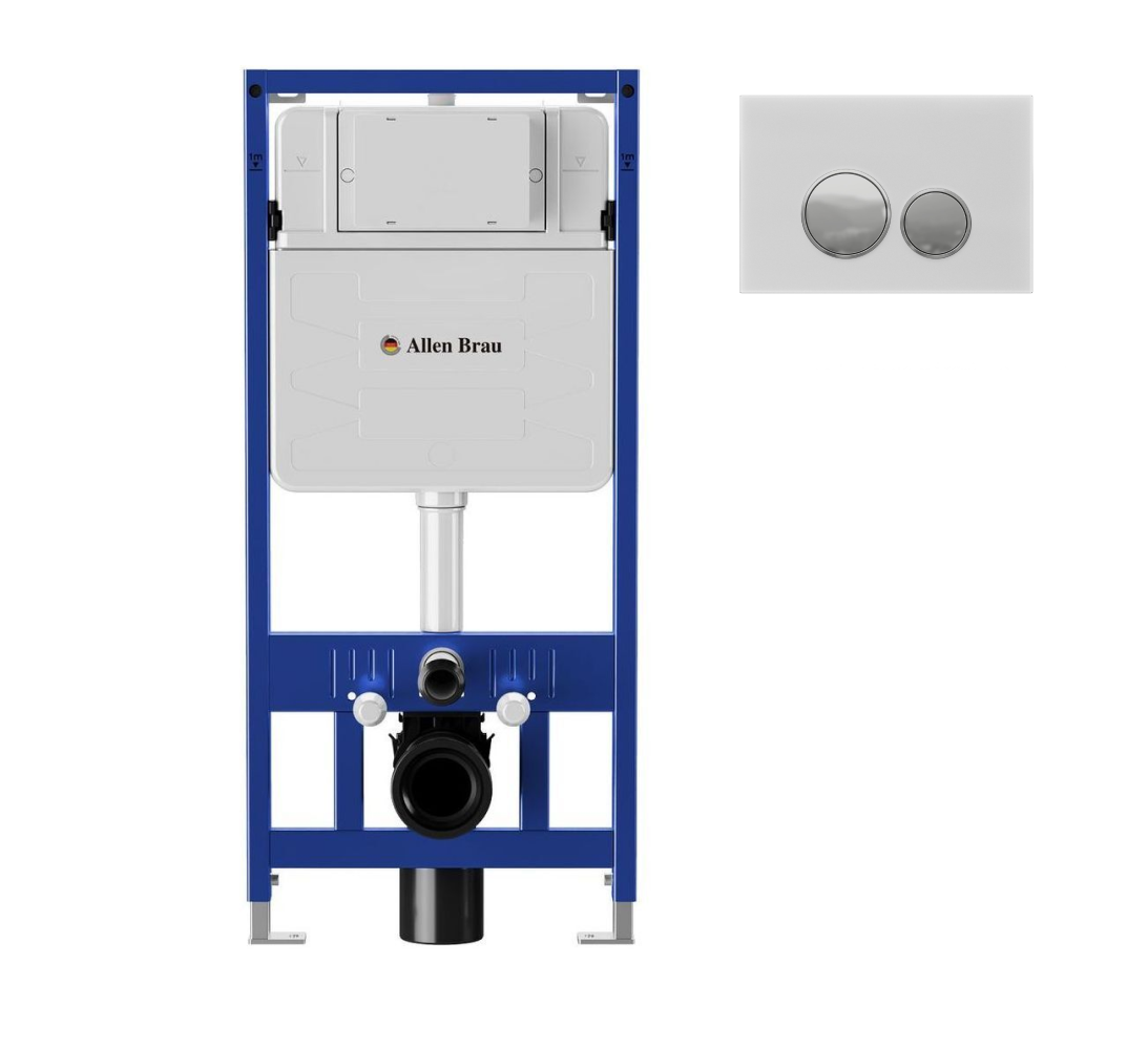 Система инсталляции для унитазов Allen Brau Pneumatic 9.11100.20 с кнопкой, белый глянец