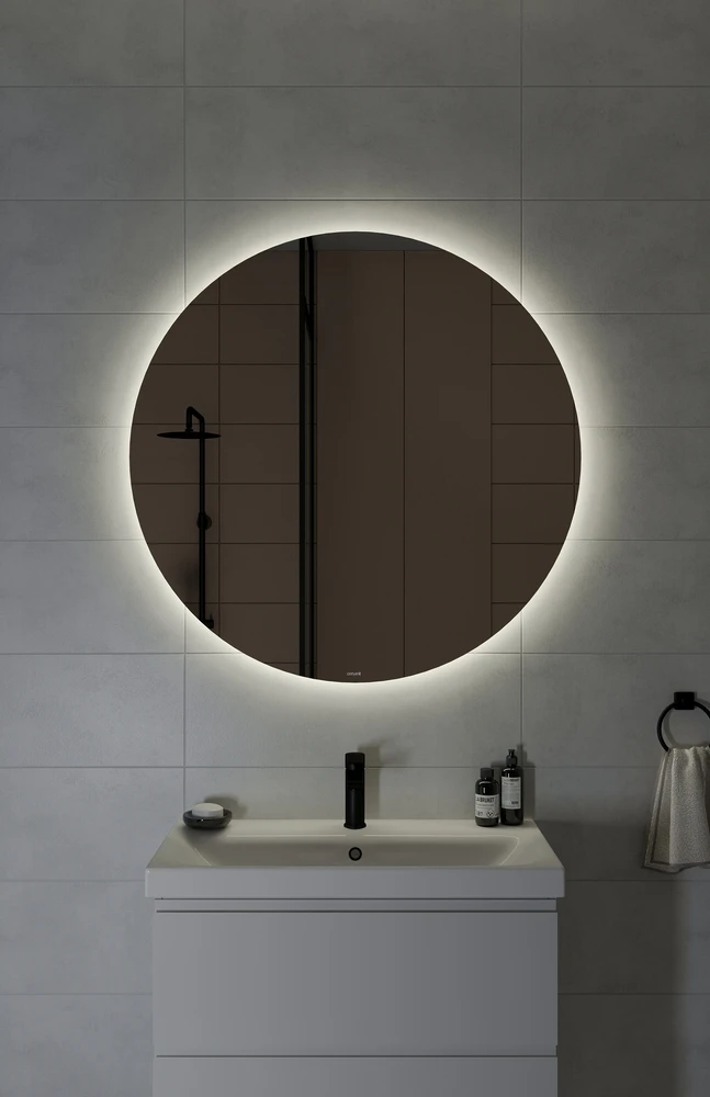 Зеркало Cersanit ECLIPSE smart  100x100 с подсветкой круглое черная рамка 64149