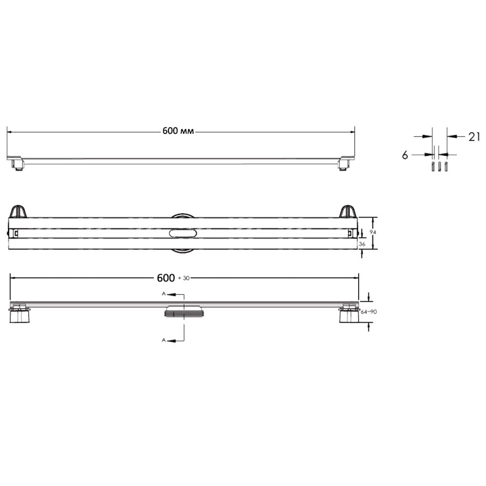 Душевой лоток Berges Super Slim 60 095052 черный матовый