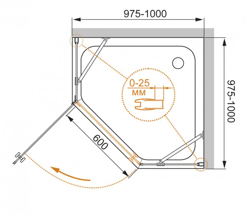 Душевой уголок Cezares Crystal 80x80см CRYSTAL-S-P-1-80-C-Cr-R профиль хром, стекло прозрачное