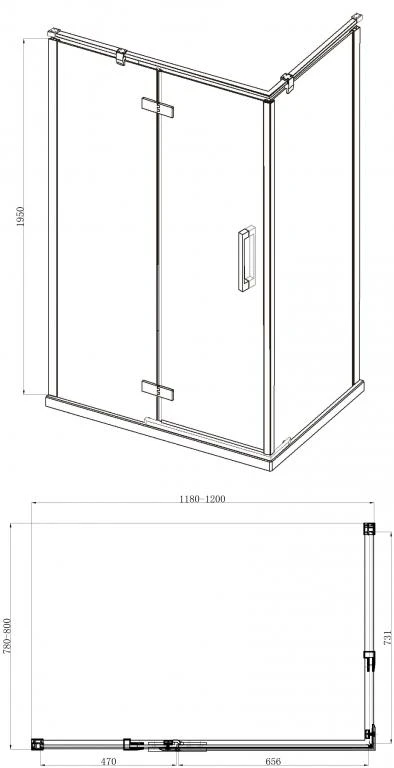 Душевой уголок Bravat Blackline 80x120см BS120.3112AB профиль черный, стекло прозрачное