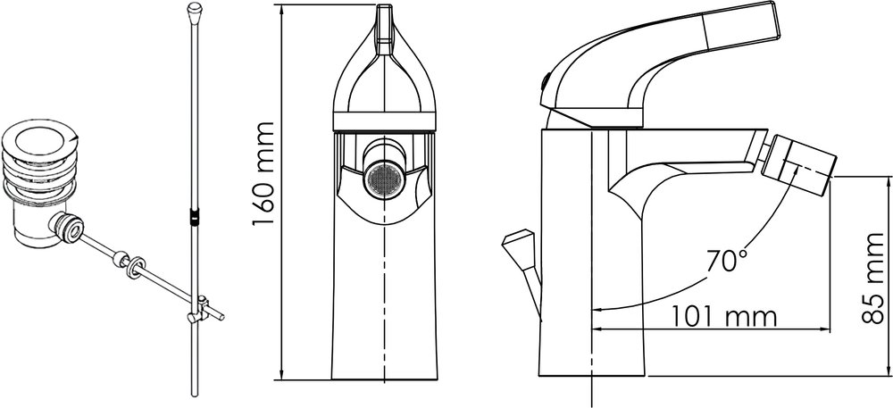 Смеситель для биде Wasserkraft Sauer 7106 золото