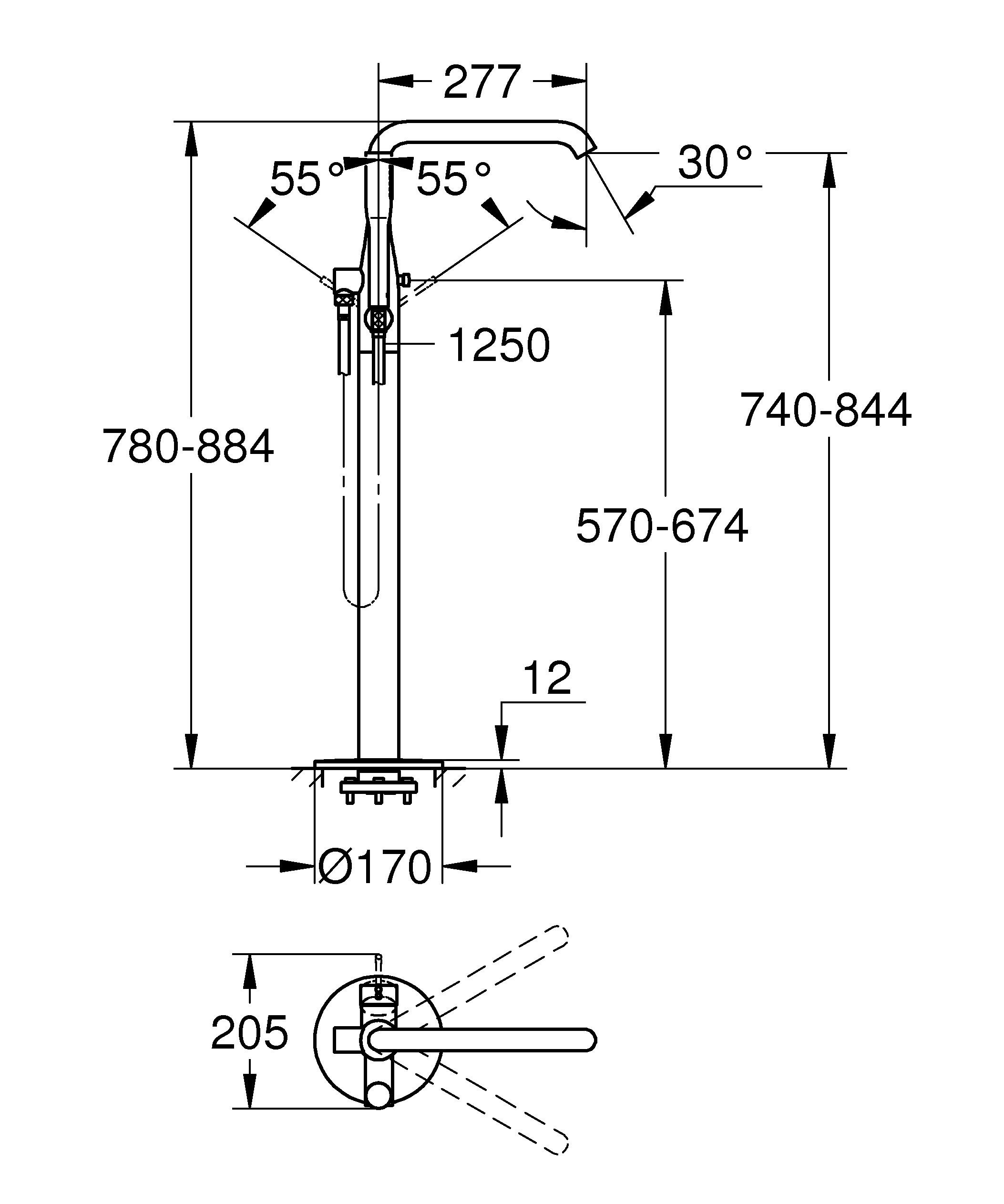 Напольный смеситель для ванны с душем Grohe Essence New 23491GL1 хром