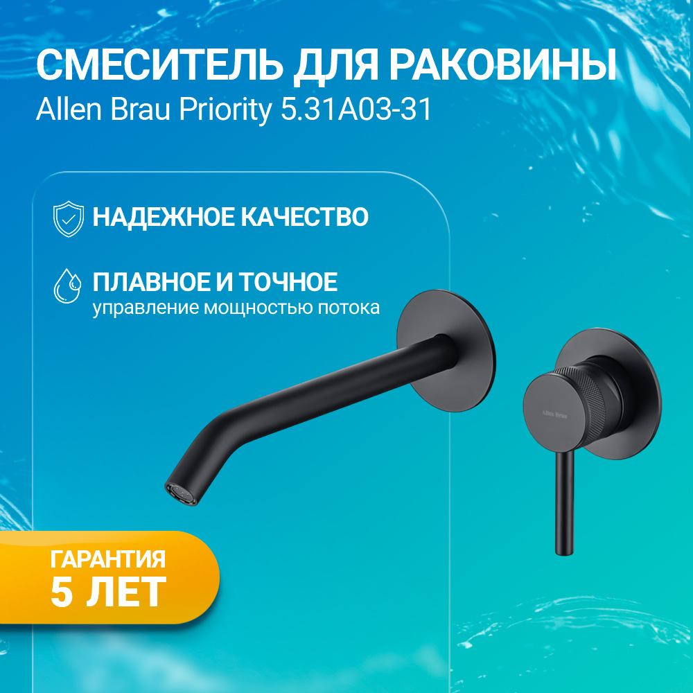 Смеситель для раковины Allen Brau Priority 5.31A03-31 с внутренней частью, черный матовый