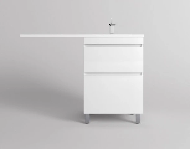 Тумба с раковиной Style Line Даллас ЛЕОН 120 напольная, правая, белый глянец
