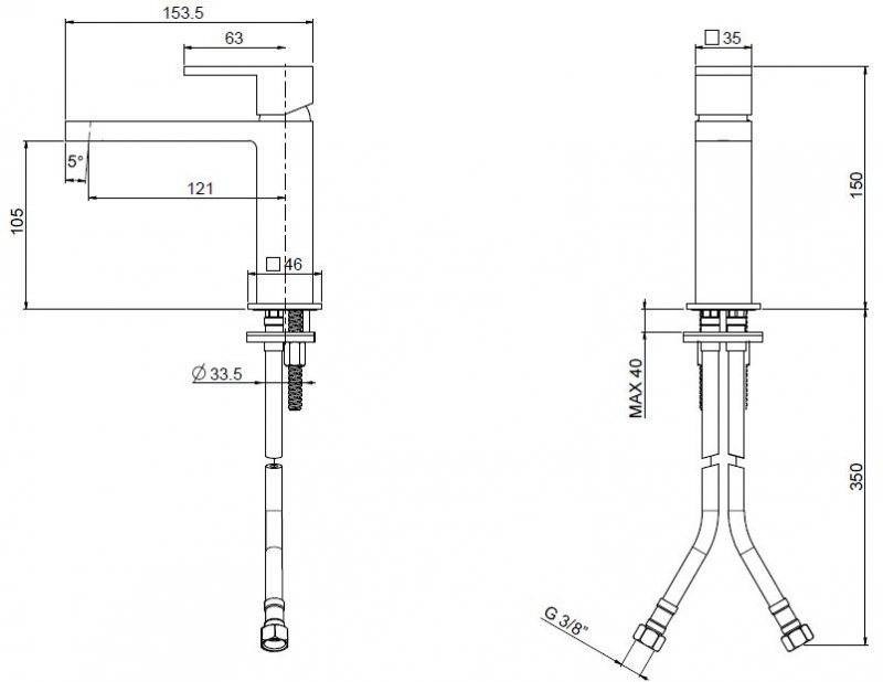 Смеситель для раковины Cezares Unika UNIKA-LSM1-03/24-W0 золото