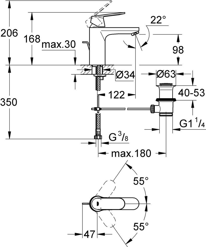 Смеситель для раковины Grohe Eurosmart Cosmopolitan 23325000 хром