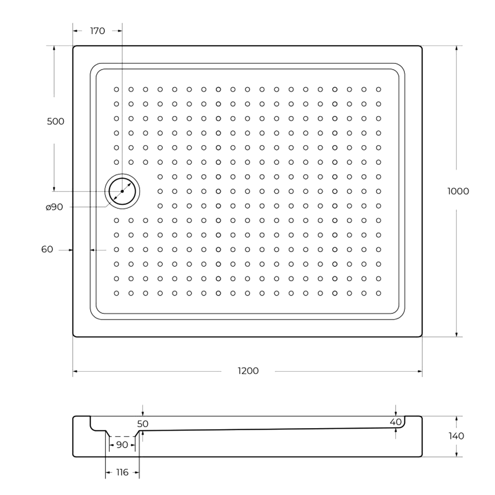 Душевой поддон Cezares 120х100см TRAY-A-AH-120/100-15-W белый