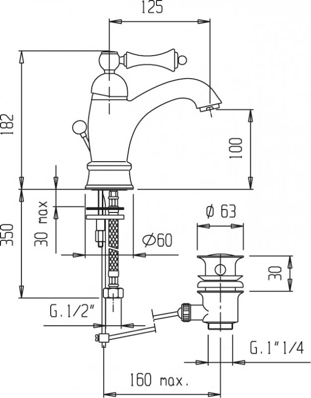 Смеситель для раковины Cezares Margot MARGOT-LSM1-A-01-N хром