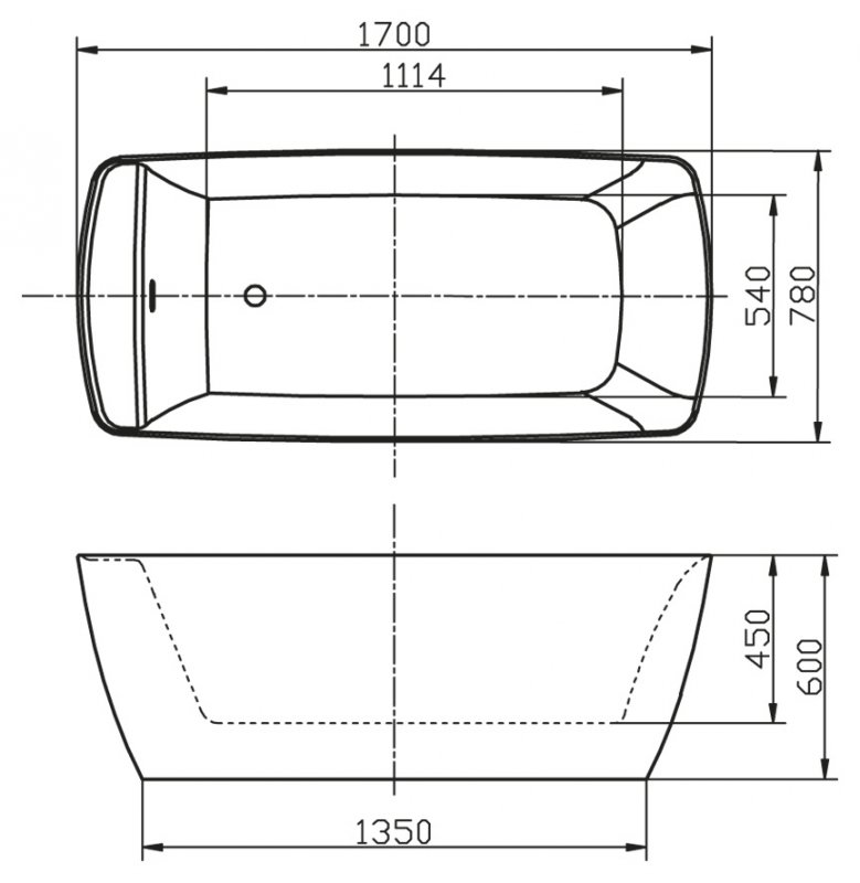 Акриловая ванна BelBagno 167x75x68,5 BB304 белая глянцевая