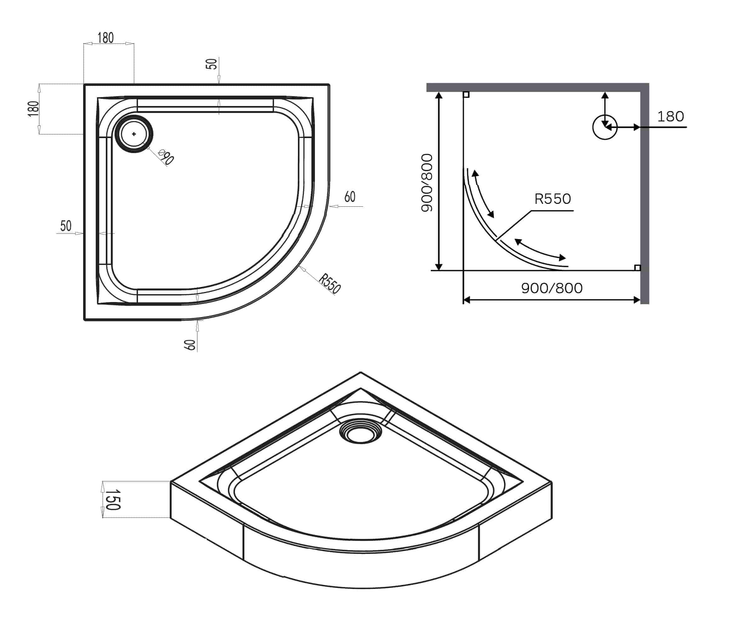 Душевой поддон AM.PM X-Joy 90x90см W88T-205-090W белый