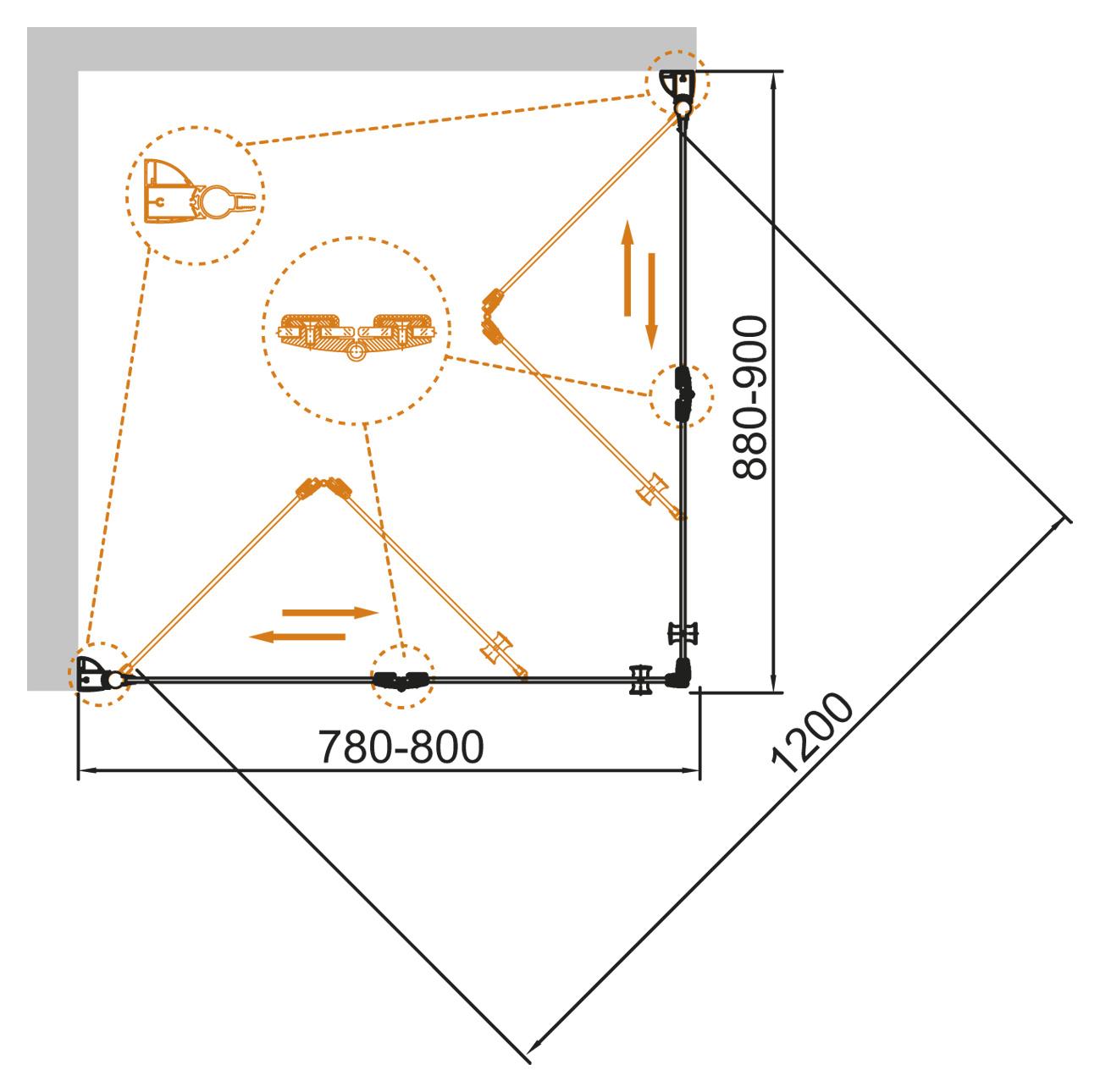 Душевой уголок Cezares Eco 80x90см ECO-O-ASH-2-80/90-C-Cr профиль хром, стекло прозрачное