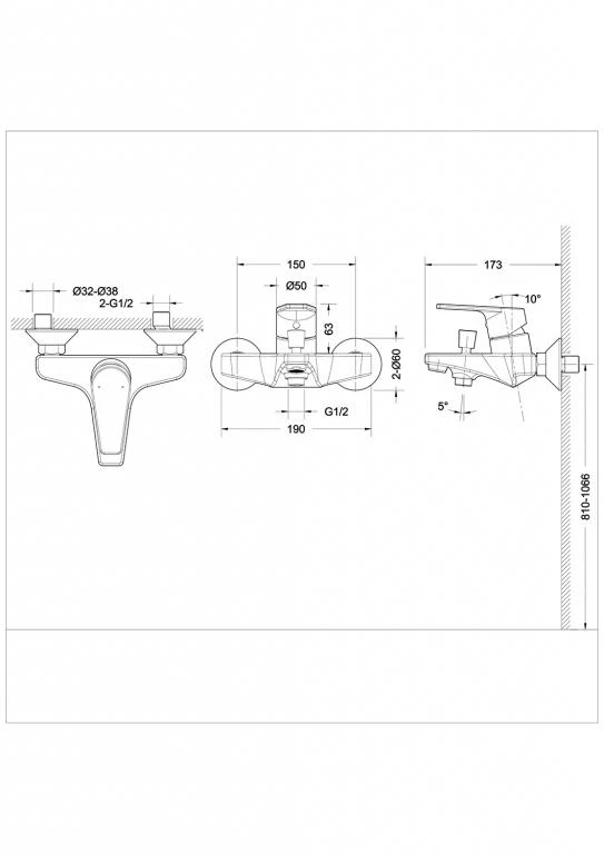Смеситель для ванны с душем Bravat Line F65299C-1 хром