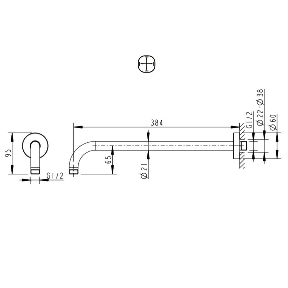 Кронштейн Bravat Built-in D313C-1-RUS хром