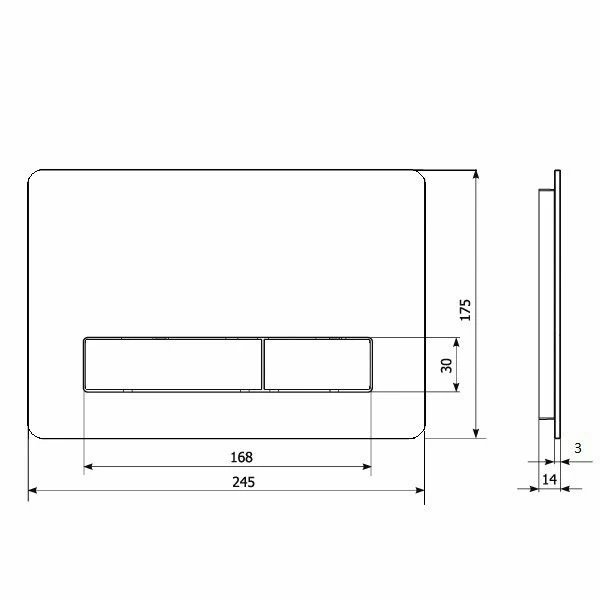 Кнопка смыва KKPol Vitrum Metal Slim 350/PSM/005-00-00 нержавеющая сталь