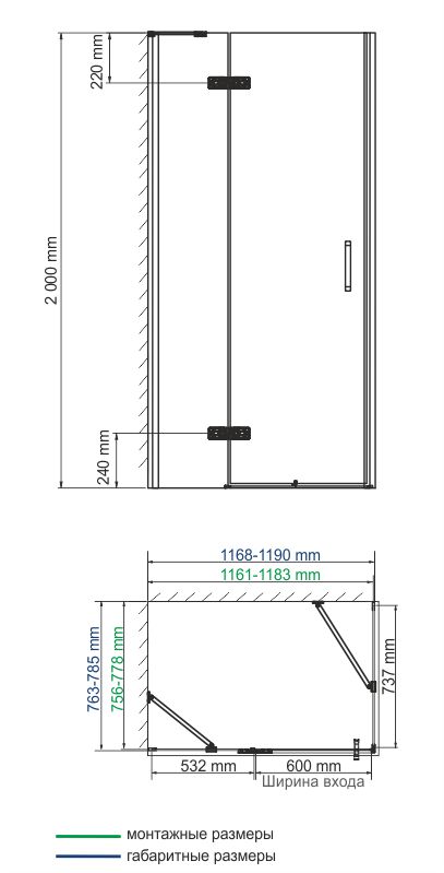 Душевой уголок Wasserkraft Aller 120x80см 10H06LBLACK MATT профиль хром/черный, стекло прозрачное 