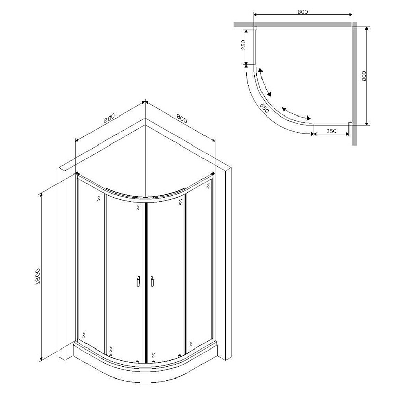 Душевой уголок AM.PM X-Joy 80x80см W88G-205-080MT профиль хром, стекло прозрачное