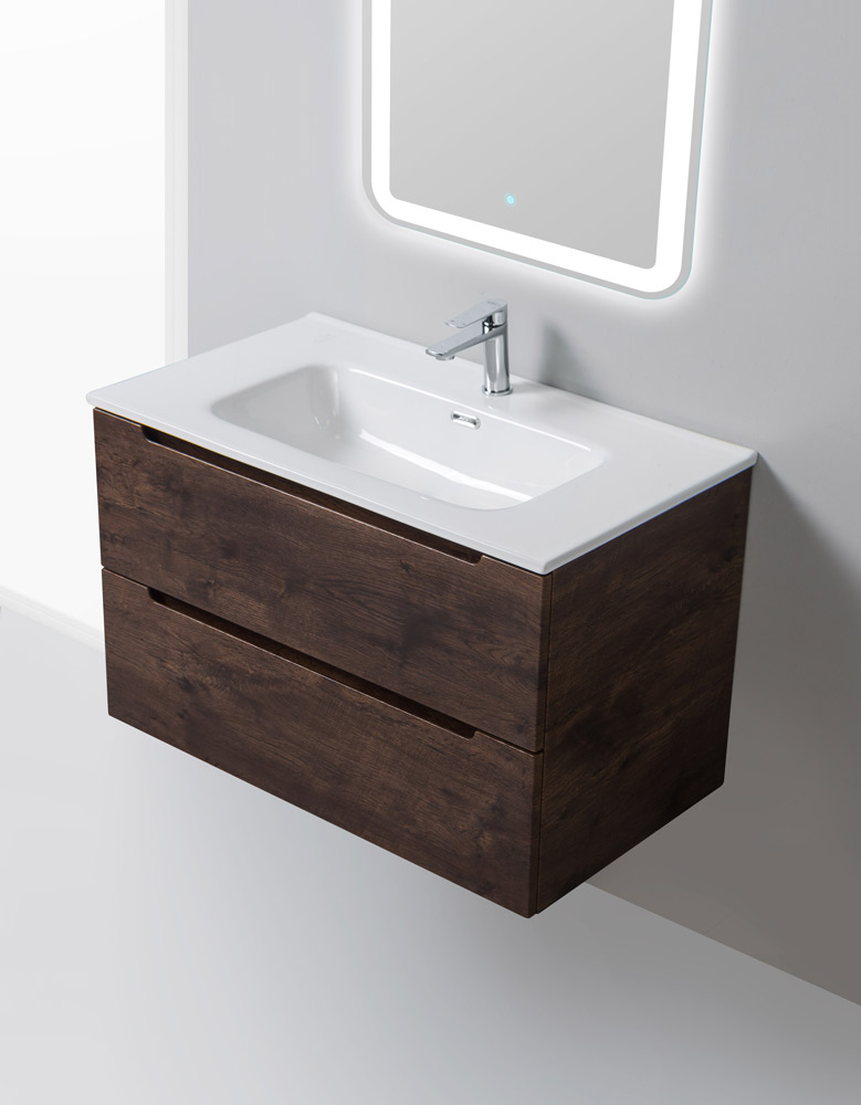 Тумба с раковиной BelBagno Etna 80 ETNA-800-2C-SO-RW-P темный дуб