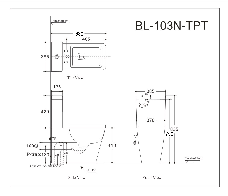 Бачок для унитаза Aquanet Tavr-C2 BL-103N-TPT